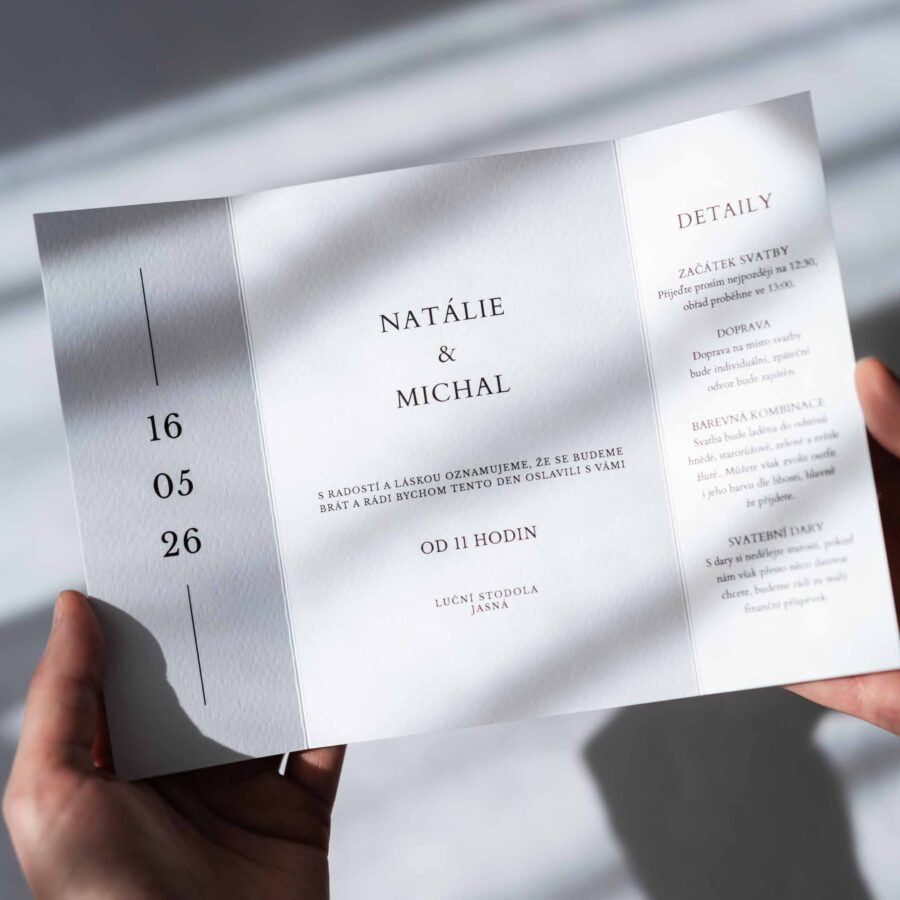 skládané svatební oznámení s pečetí minimalism