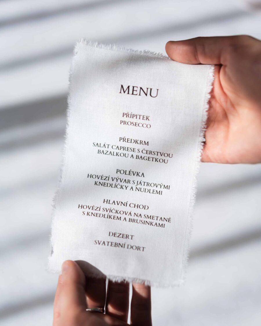 látkové svatební menu lovelin