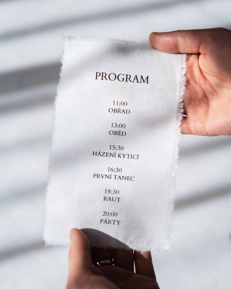 látkový svatební program lovelin