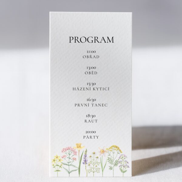 luční svatební program s květinami meadow