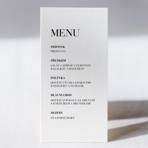 stylové svatební menu sarah