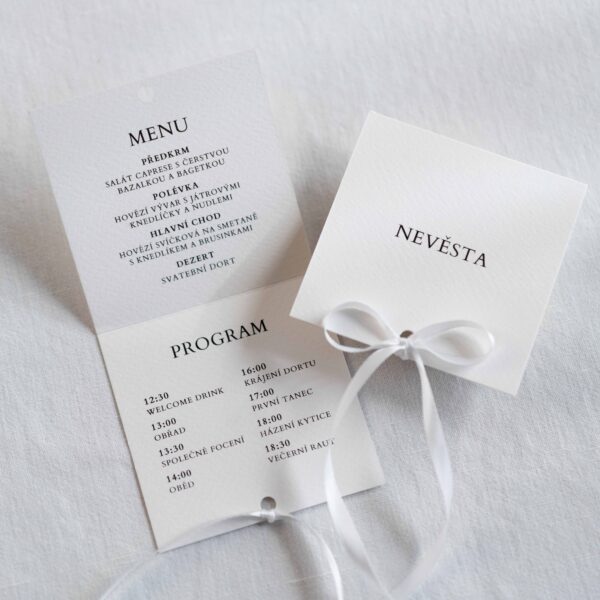 svatební menu program jmenovka