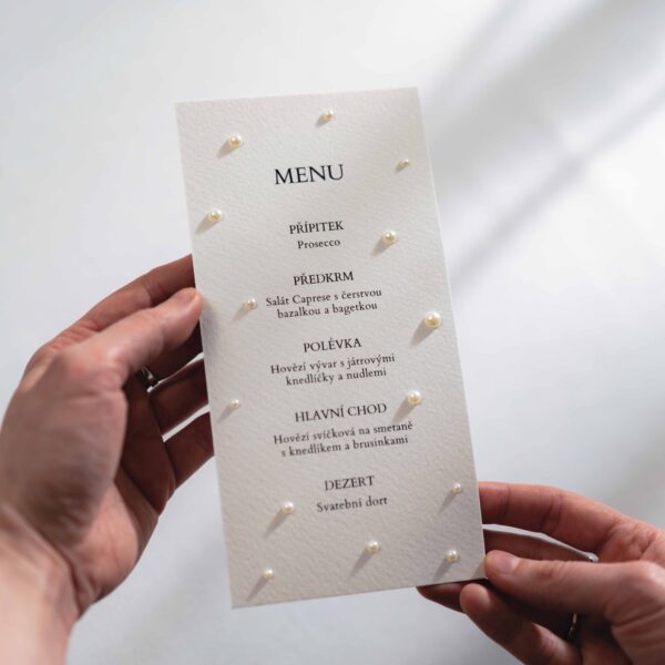 svatební menu s perličkami minimalism