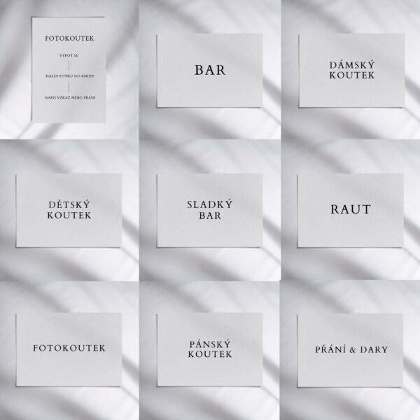 Set cedulek na svatební den Minimalism